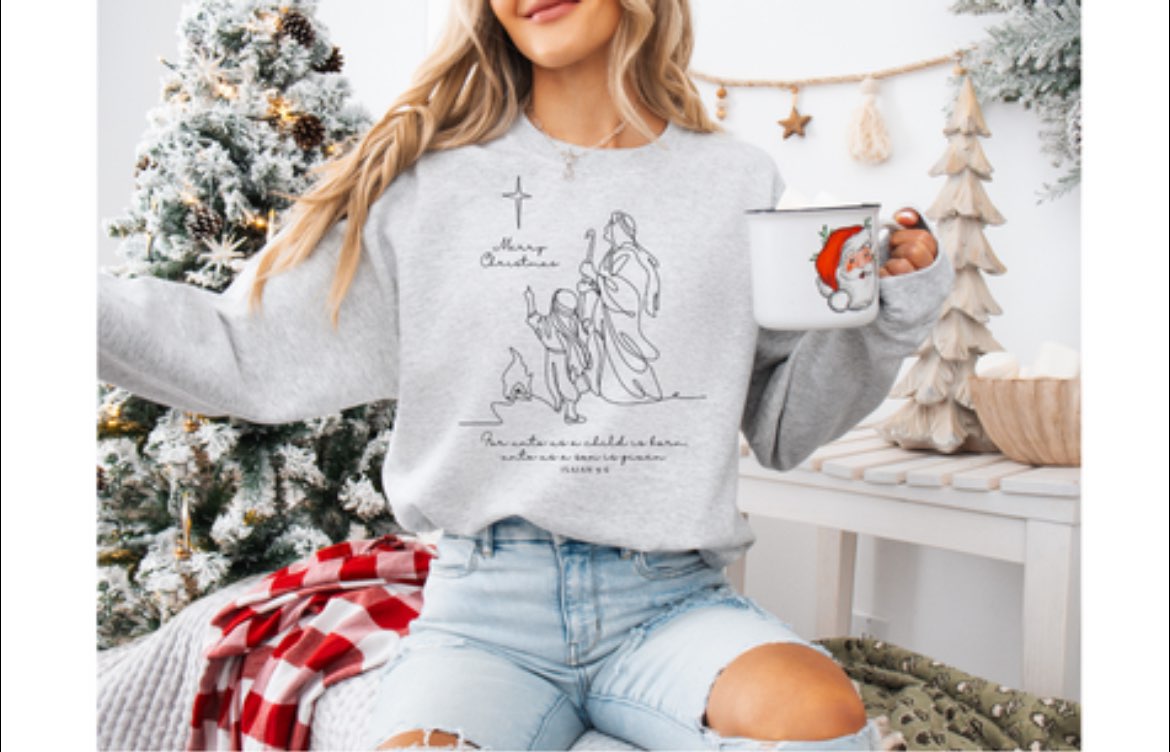 Merry Christmas Jesus Scene (6003) - Prayerfully Made Tees